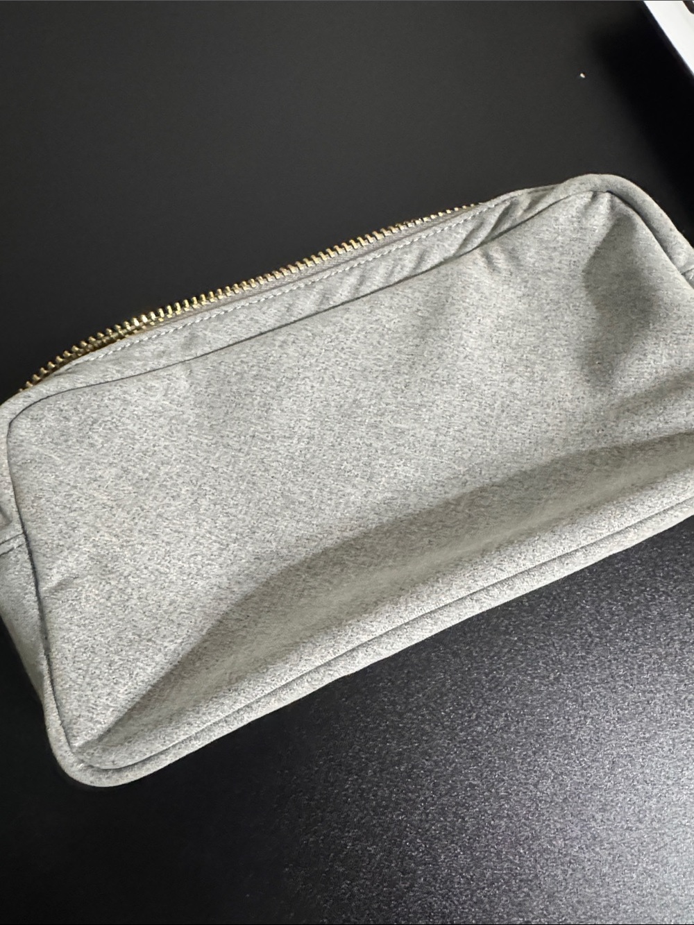 Stoney Clover Lane heather Gray small Pouch with Gold Zipper
